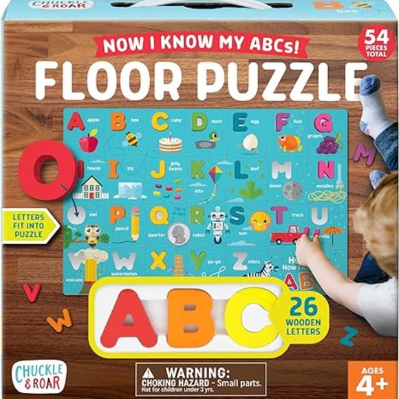 ABC 3 in 1 Puzzle Set 54 Piece Thick Cardboard & Wood Alphabet Pieces - Toddler - Picture 1 of 15